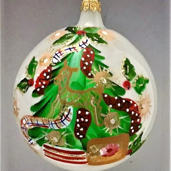 Christmas Bellagio Italian Mouth Blown Hand Painted Glass, Christmas Tree, 4.5" - Picture 1 of 5